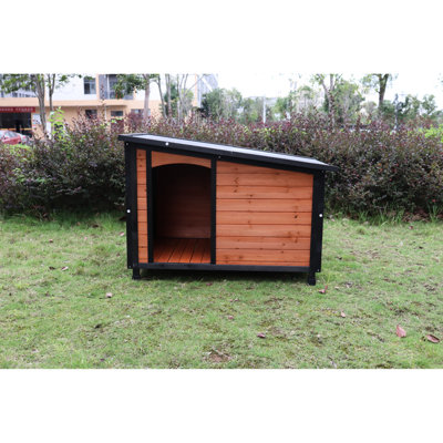 Grande niche pour chien - 46 po en bois avec toit et base surélevée pour l'intérieur et l'extérieur