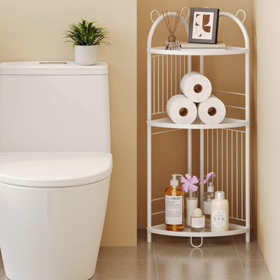 3 Tier Corner Bathroom Shelf Metal Short Corner Stand Shelf by Ivy Bronx