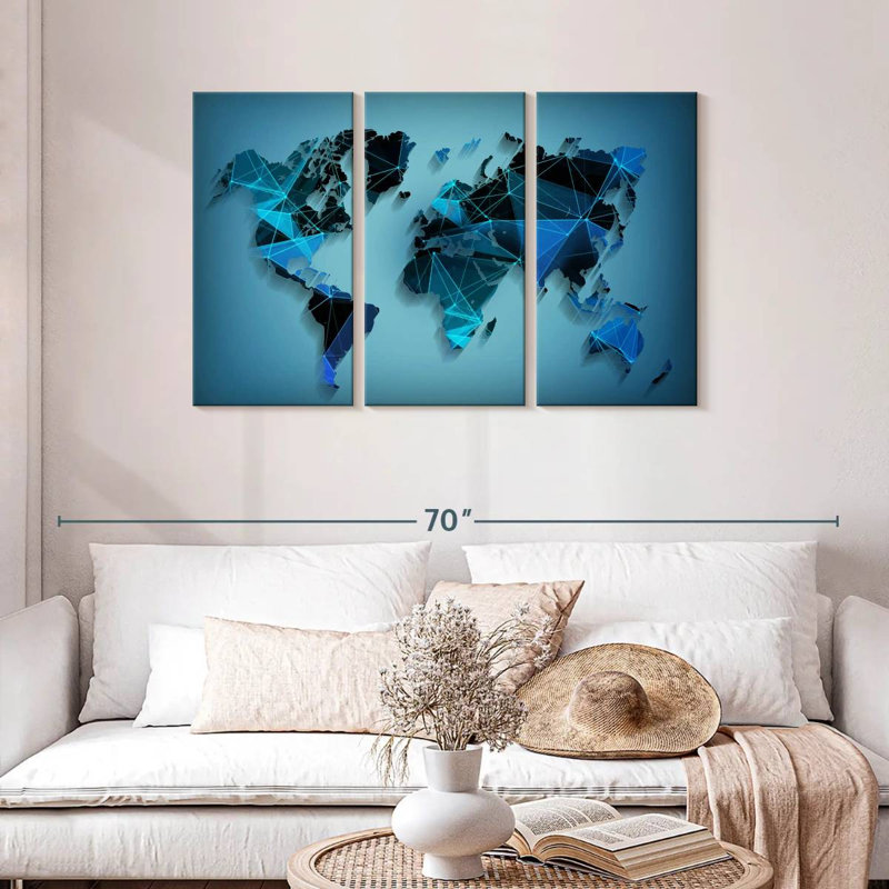 Aliaz Network Technology World Map, 28" H x 45" W