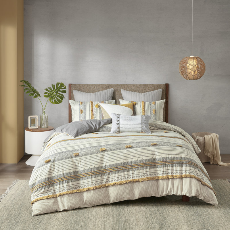 Ensemble de housse de couette en coton 3 pièces Cody, Housse de couette double / grand + 2 taies décora