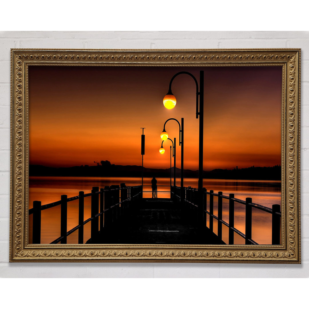 Pier Sunset Orange - Einzelner Bilderrahmen Kunstdrucke