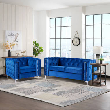 Bonzy Home Modern Soft Upholstered Tufted Living Room Sofa Sets(A 3-Seats  Sofa& A Loveseat)
