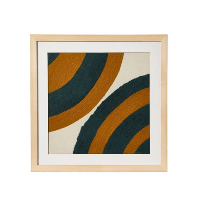 Square Abstract Embroidery in Wood Frame