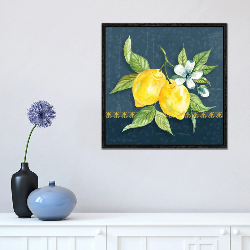 Blue Lemon Squeeze II by Carol Robinson - Print on Canvas, 45.72 cm H x 45.72 cm W, Black Framed