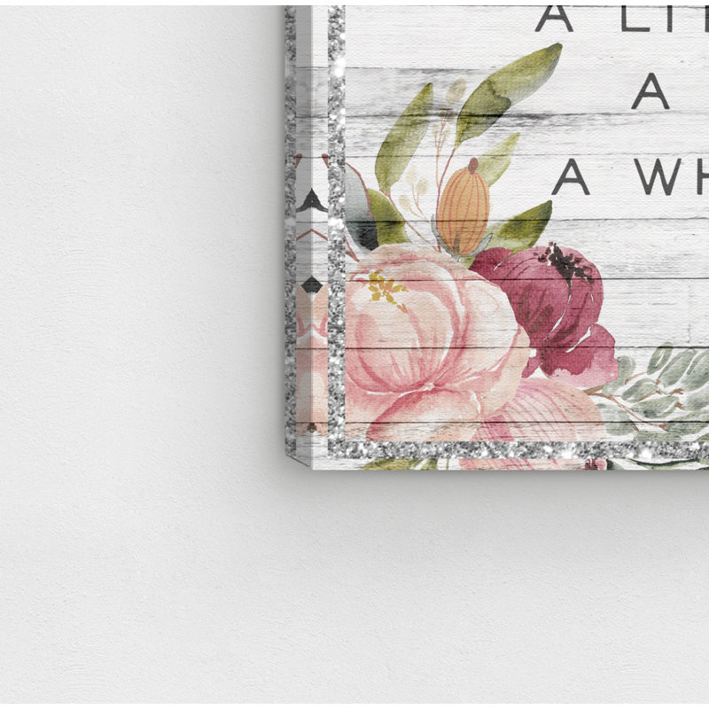 «Family Floral Love» - Art textuel, H 10 po x l 15 po x 1,5 po, Toile tendue