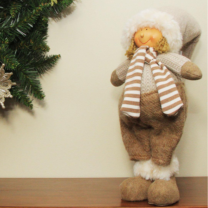 Figurine de table de Noël garçon 12 po gris et brun 12 po