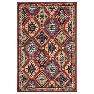 Lyanne Washable Non-Slip Red Area Rug