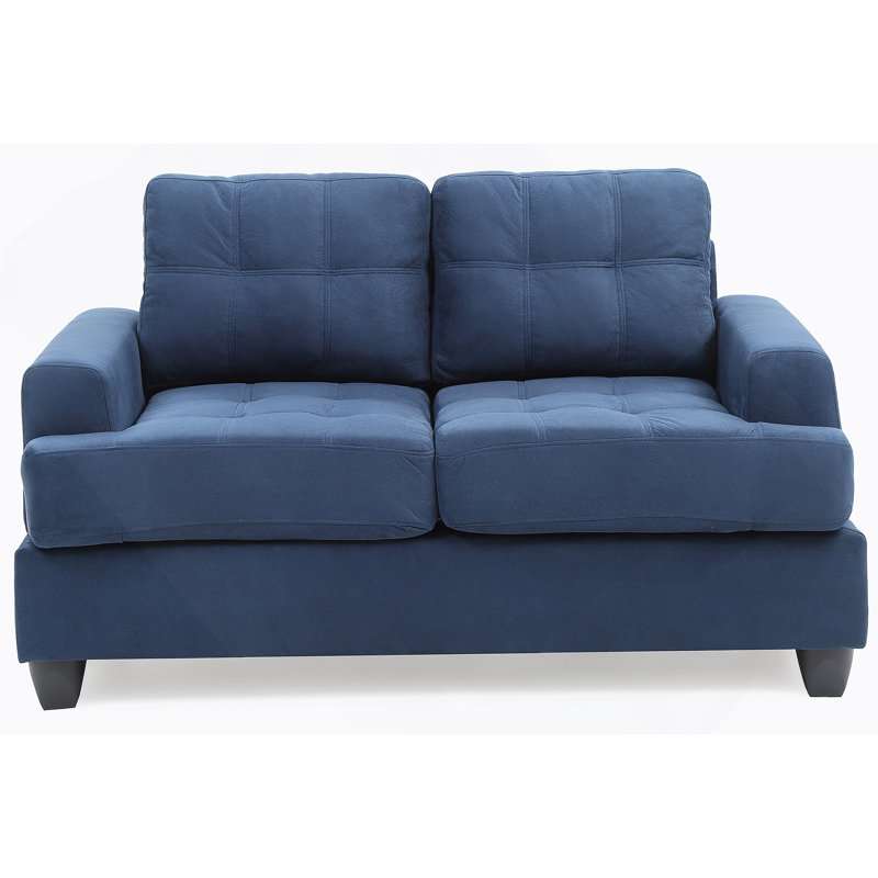 Canapé-causeuse pour salon de chambre à coucher, Microfibre bleue, H 36,02 po x l 58,01 po x P 34,01 po