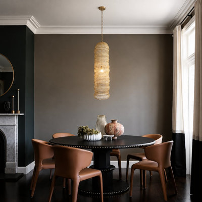 1-Light Gold Pendant With A Chain Basket Shade