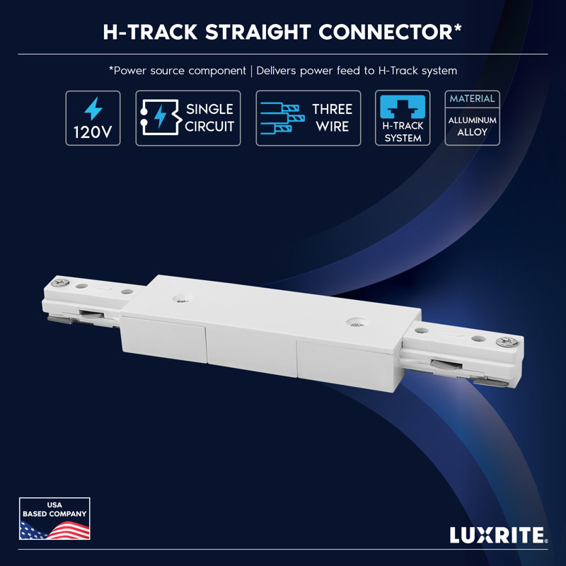Connecteur droit H Luxrite, connecteur droit de type H, compatible avec une source d'alimentation à 3 fils 120 V, paquet de 2 blanc