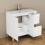 Meuble-lavabo moderne de 91 cm (36 pouces) avec lavabo intégré, 2 portes et tiroirs à fermeture amortie, poignées élégantes, pieds en bois naturel, lavabo en céramique blanche facile à installer, tiroirs et placards de rangement.