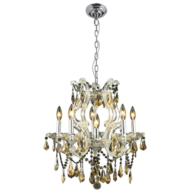 Lustree empire de style bougie 7 lumières avec accents en cristal Trantham, Argent, Chrome