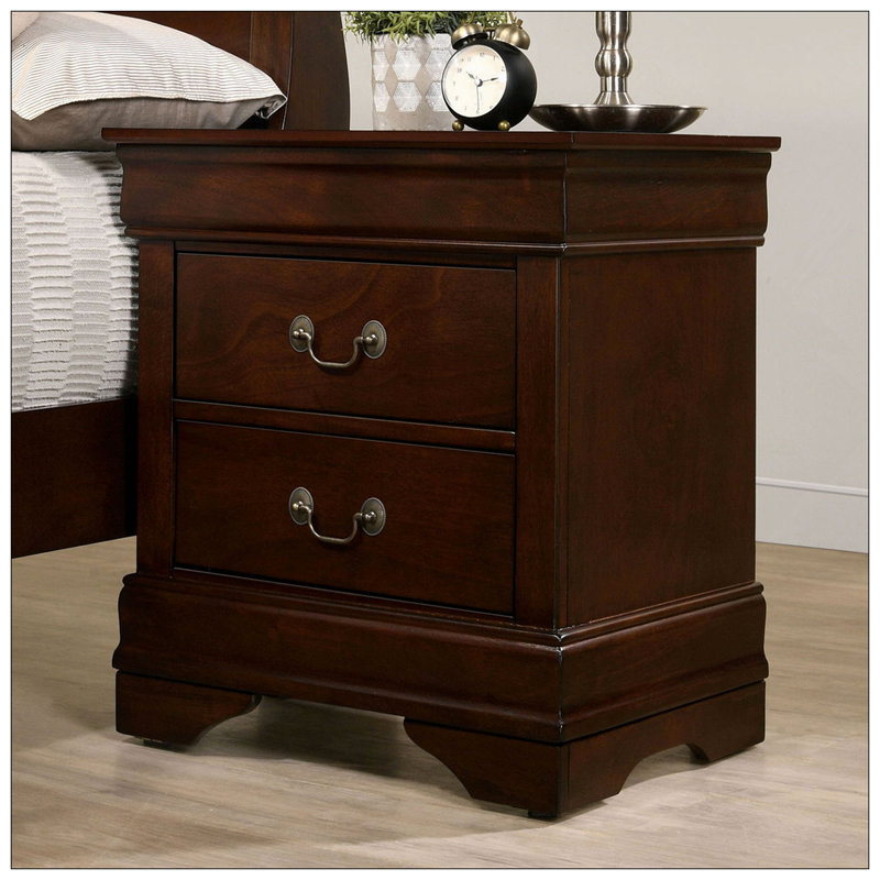 Louis Philippe Solid Wood Nightstand With English Dovetail Construction And Antique Pulls, Cherry