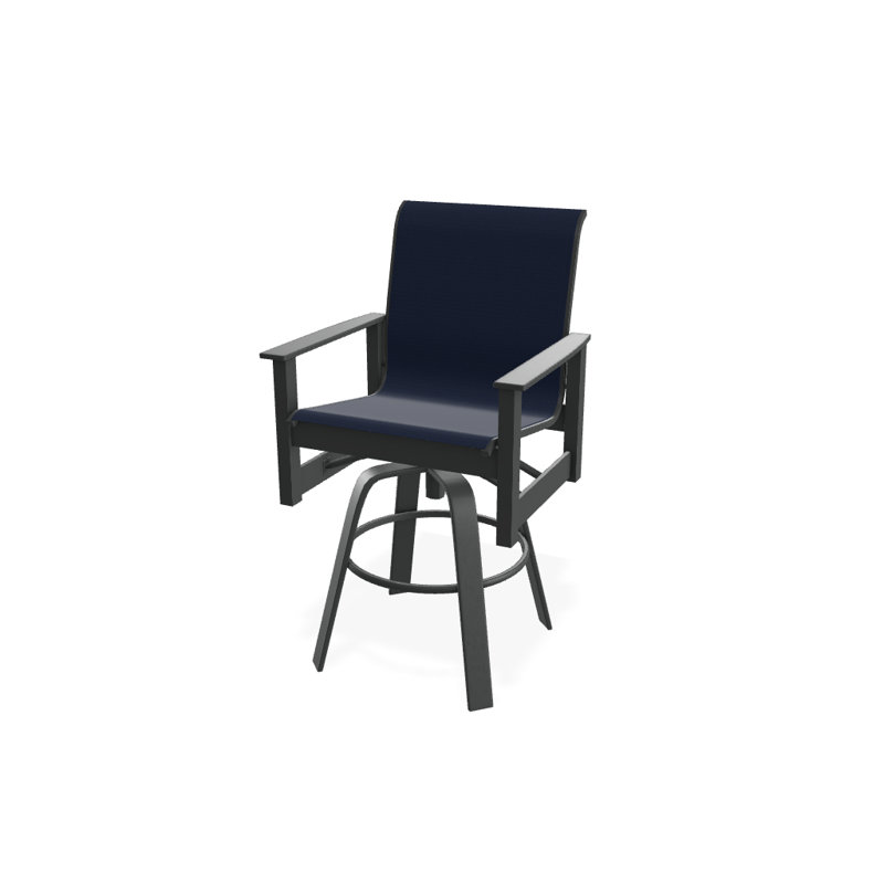 Fauteuil pivotant à hauteur de barre Leeward MGP, Bleu marine 13D Sunbrella®, Graphite texturé