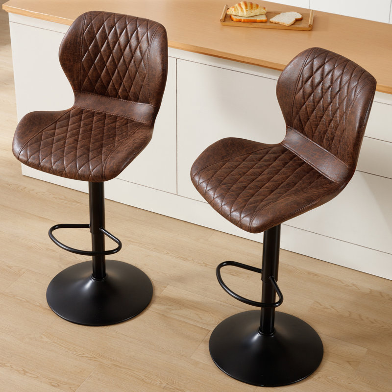 Tabouret de bar pivotant à hauteur réglable, Brun