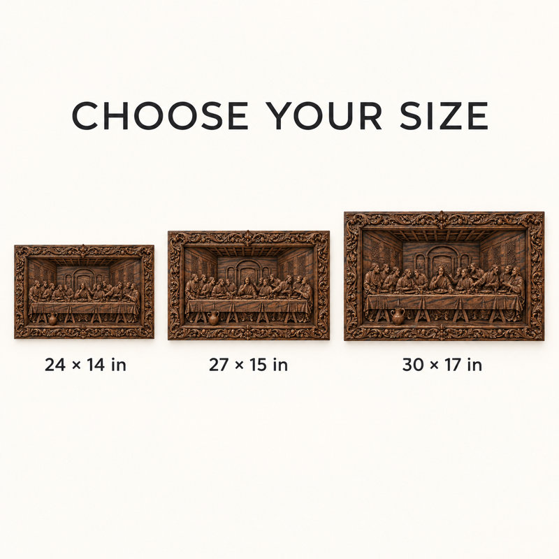 Hand-Carved Solid Teak Last Supper Wall Panel