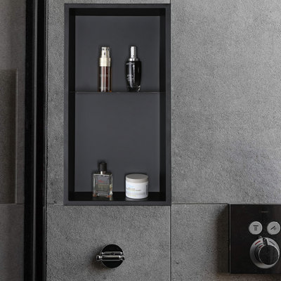 Matte Black Shower Niche with Shelf