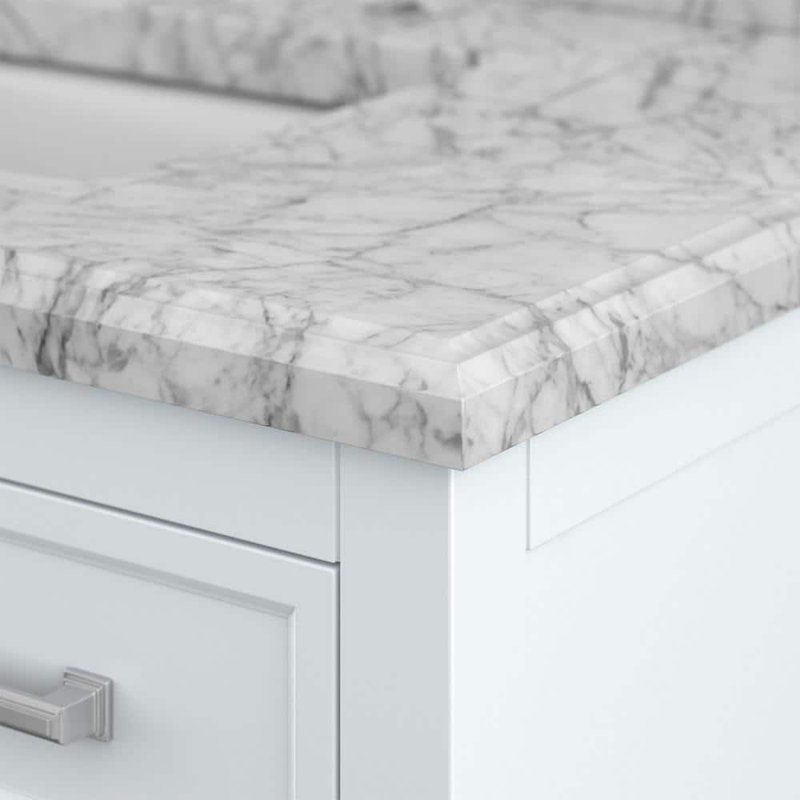 Mehvish 37" Single Bathroom Vanity With Marble Top, White