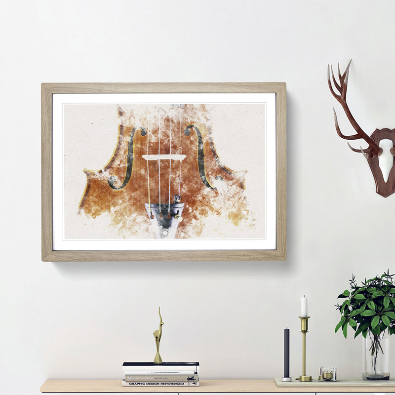 The Beauty of the Violin - Picture Frame Painting Print, 62cm H x 87cm W x 2cm D, Walnut Framed