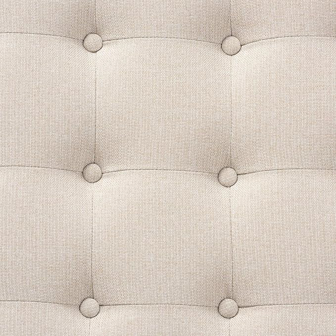  Alvere Modern Contemporary Beige Fabric Upholstered Walnut Cocktail Ottoman, Beige