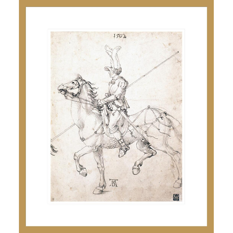 «Lancé à cheval» par Albrecht Dürer, impression giclée sur cadre, H 21,23 po x l 17,75 po