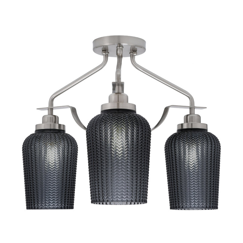 Plafonnier semi-encastré 3 lumières Odyssey, Nickel brossé
