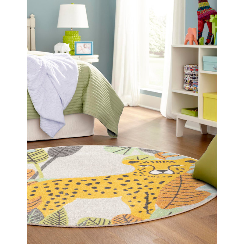 Machine Woven Polypropylene Plastic Rug, Round 7'10"