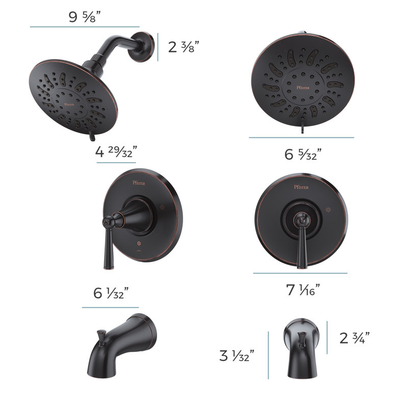 Garniture de douche en bronze toscan à 1 poignée Pfister Saxton, Bronze toscan