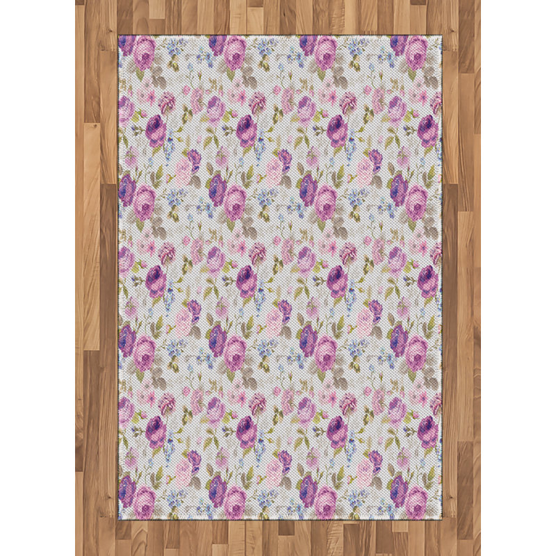 Floral High Density Long Fiber Poly Threads Decorative Area Rug Carpet, Rectangle 4' x 5'8"