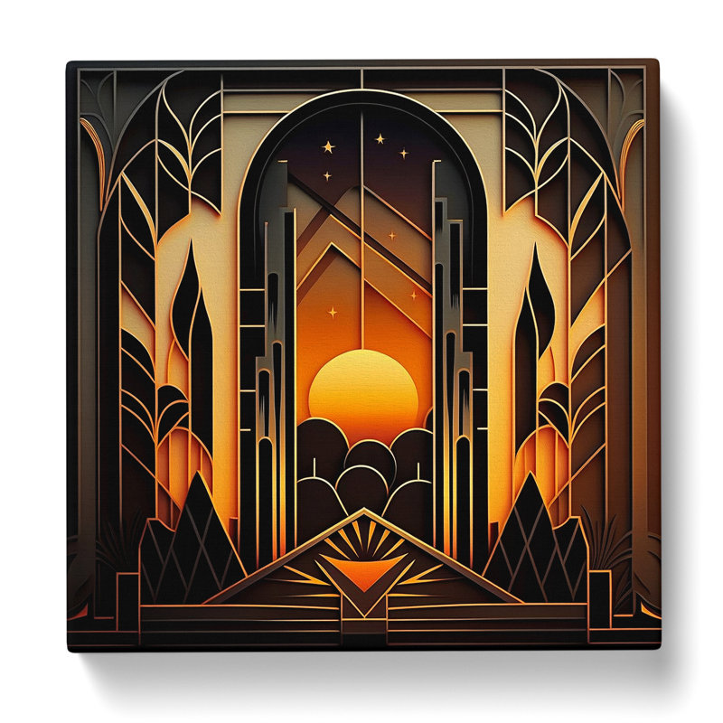 Art Deco Sunset Art Deco - No Frame Print, 35cm H x 35cm W x 3cm D