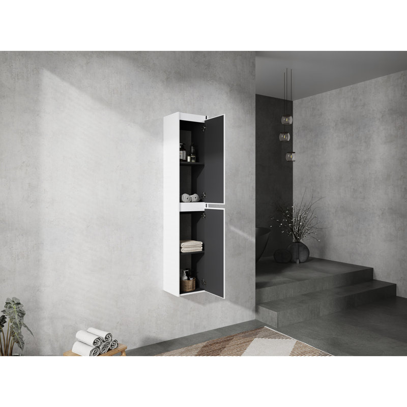 Armoire latérale de salle de bain 12 po à optimisation d'espace, 2 portes à fermeture douce, fixation murale (12 x 2 KD)