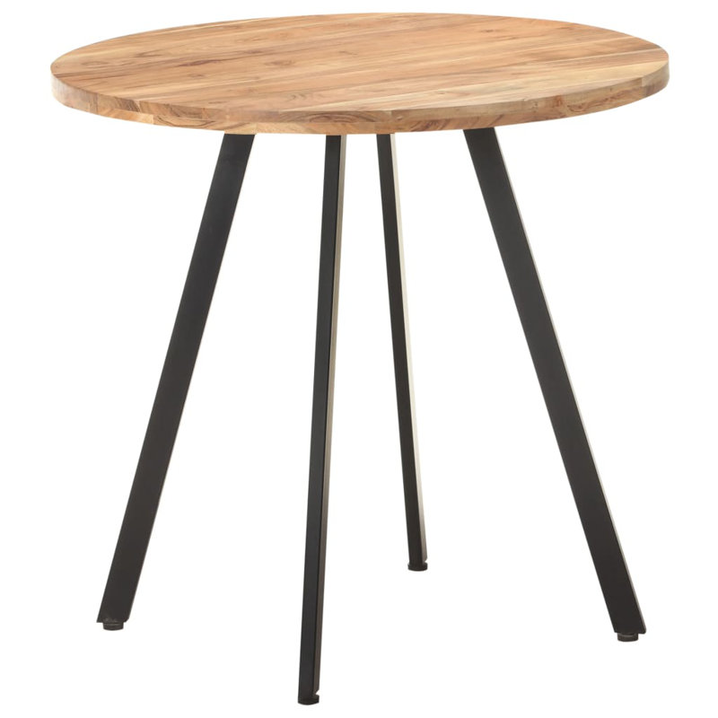 Alatorre Round Solid Wood Top Metal Base Dining Table, Dark Brown