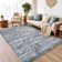 Machine Washable Medallion Floral Area Rug(Blue)