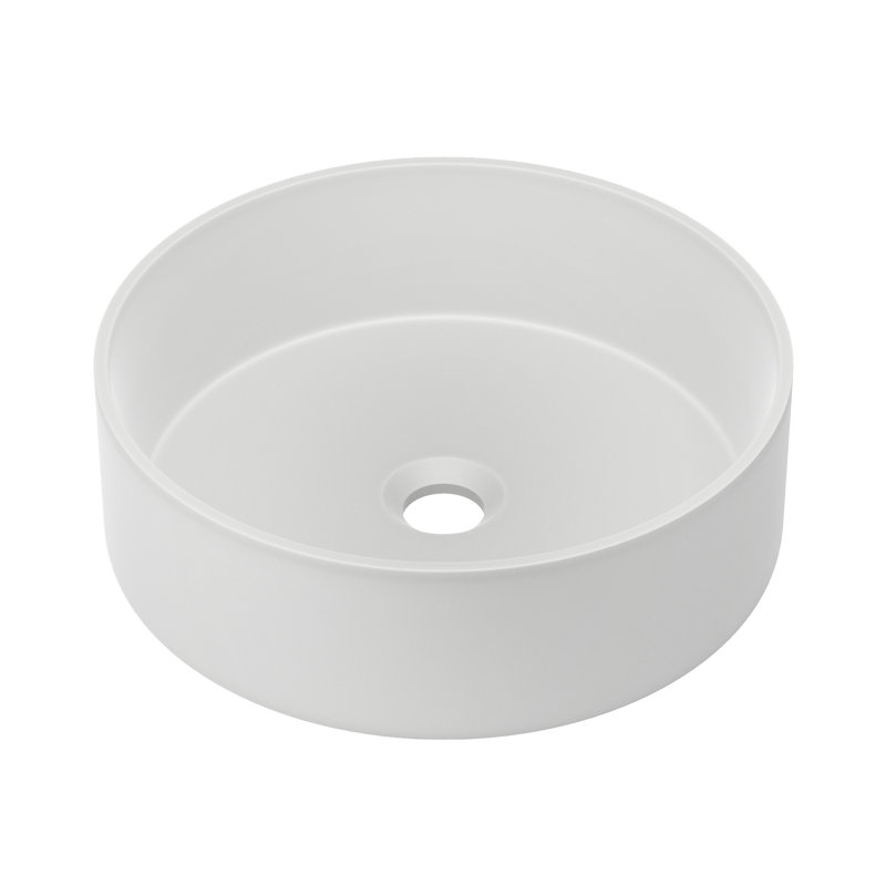 Lisse 14.5" Concrete Round Vessel Sink, Matte White