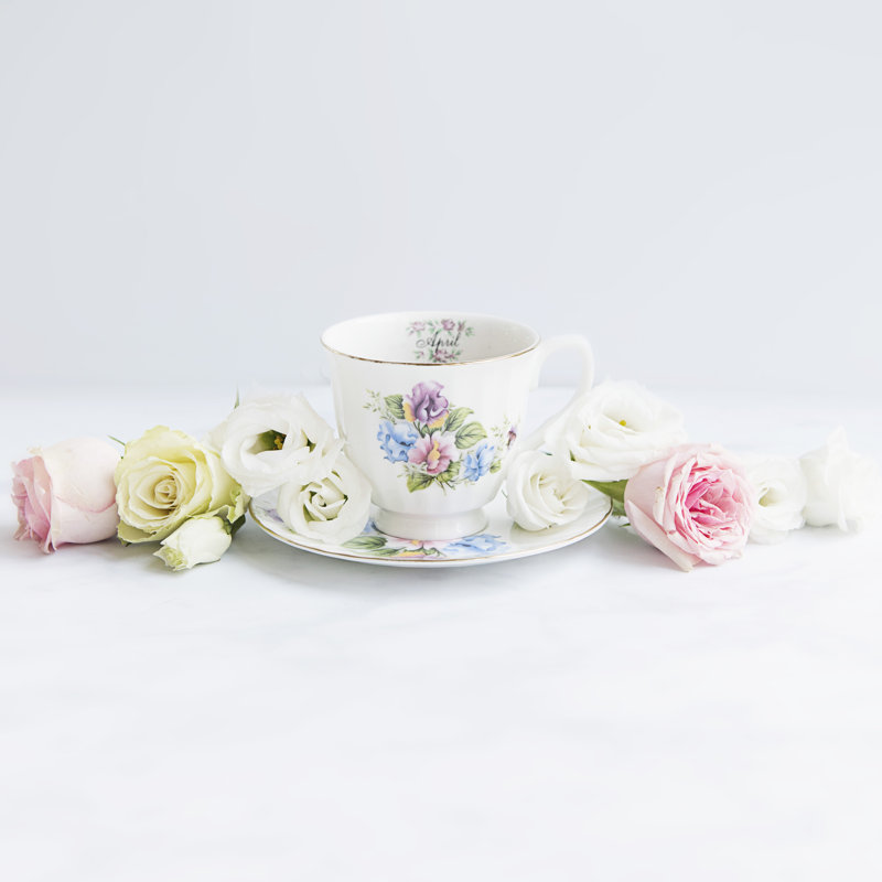 Flowers Of The Month Bone China Teacup and Saucer
