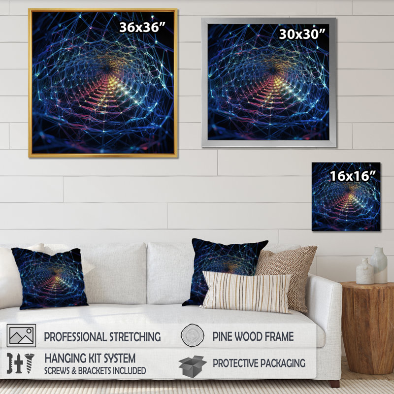 Futuriste Infinity Matrix I - Fractals, impression d'art mural, H 36 po x l 36 po x P 1,5 po, Cadre doré à une seule photo