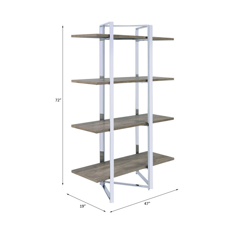 Bedard 4-Shelves Bookcase in Chrome