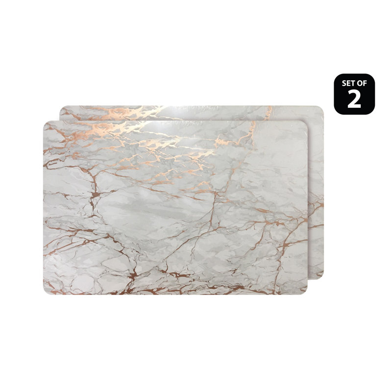 Wolfhurst Placemats Dining Table Mat Table Decor Washable Non Slip Marble Rectangle 12 X 18, Rose Gold