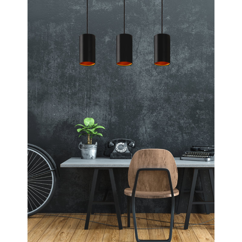 Vinton 3 - Light Kitchen Island Pendant, Black