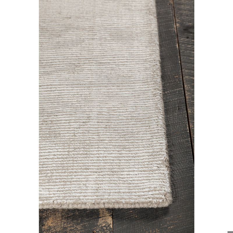 Tapis en laine et viscose Yiwei touffeté à la main beige et ivoire, Rectangle 5 pi x 7 pi