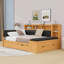 Lit de jour avec couchette, tablettes, banc, station de charge et tête de lit tapissier-973487531