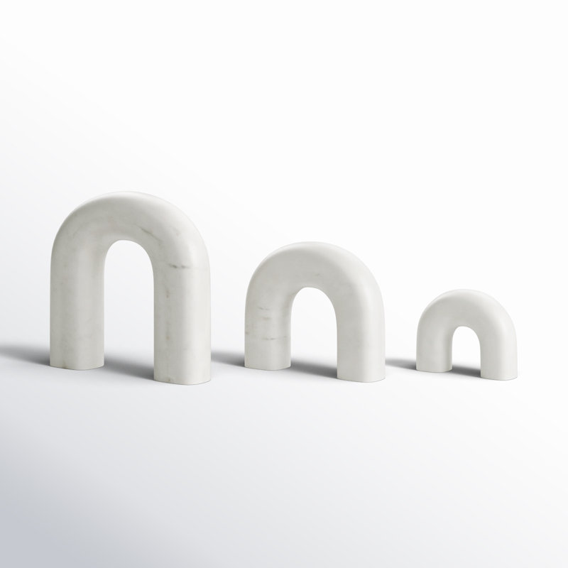 Cole And Grey Marble Arched Abstract Sculpture With Various Sizes