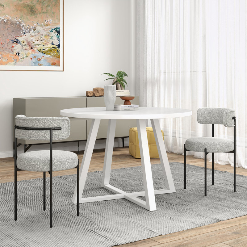 Saby 4 - Person Trestle Dining Set, Gray, 5