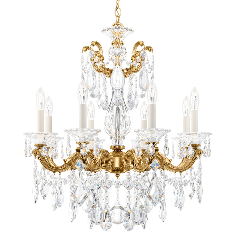 La Scala 8 - Light Glass Chandelier, Antique Silver, Handcut Clear