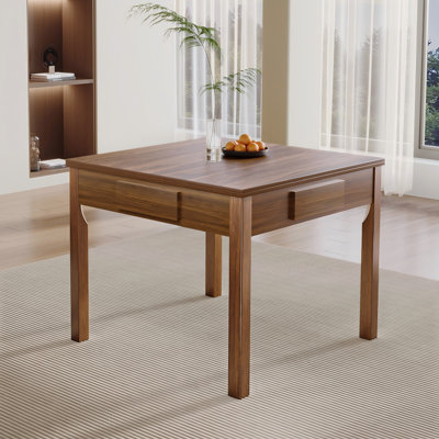 Retro Brown Solid Wood Multi-functional Automatic Mahjong Table for Chinese Rules