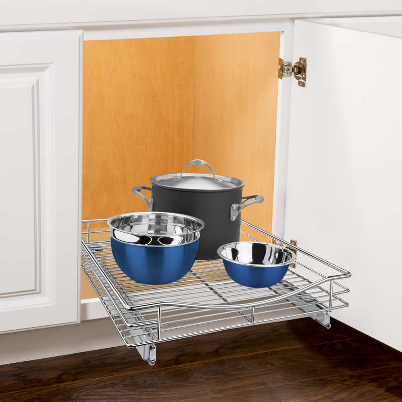 Organisateur d'armoire coulissant chromé pour armoires de cuisine LYNK PROFESSIONAL, l 17 po, P 18 po