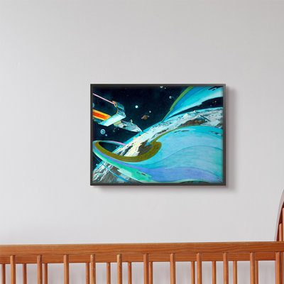 « epic space landscape planète », peinture à l’aquarelle bleue pour les enfants Leroux