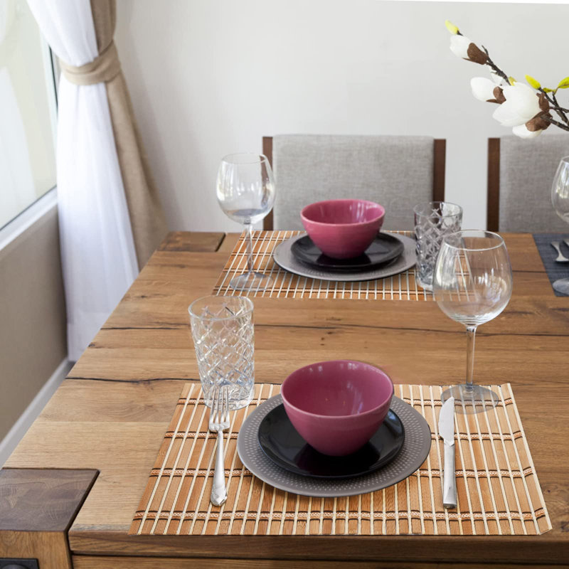 Ensemble de 8 napperons en bambou naturel, tapis de table rustique antidérapant et résistant à la chaleur pour la cuisine, la salle à manger et la protection de la table