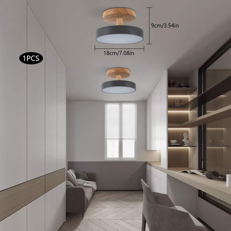 3 Colours Dimmable Modern Acrylic LED Ceiling Light, Dark Grey