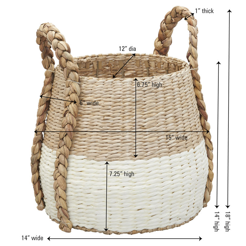 Armadi Two Tone Wicker Basket with Handles, Cream